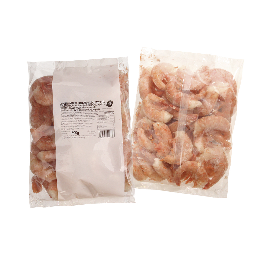 Argentijnse rode garnalen, rauw, zonder kop, met schil, ontd