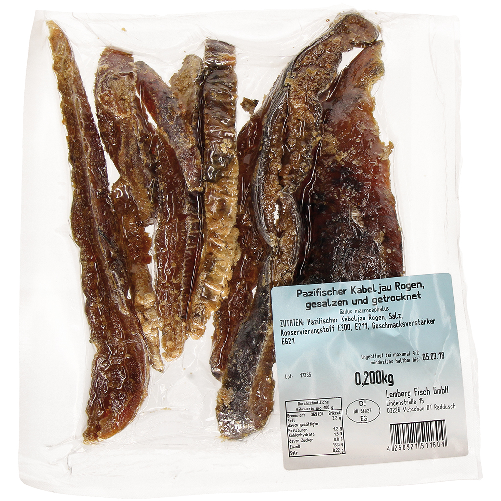 Pacific kabeljauw-roche (Gadus macrocephalus), gezouten en g