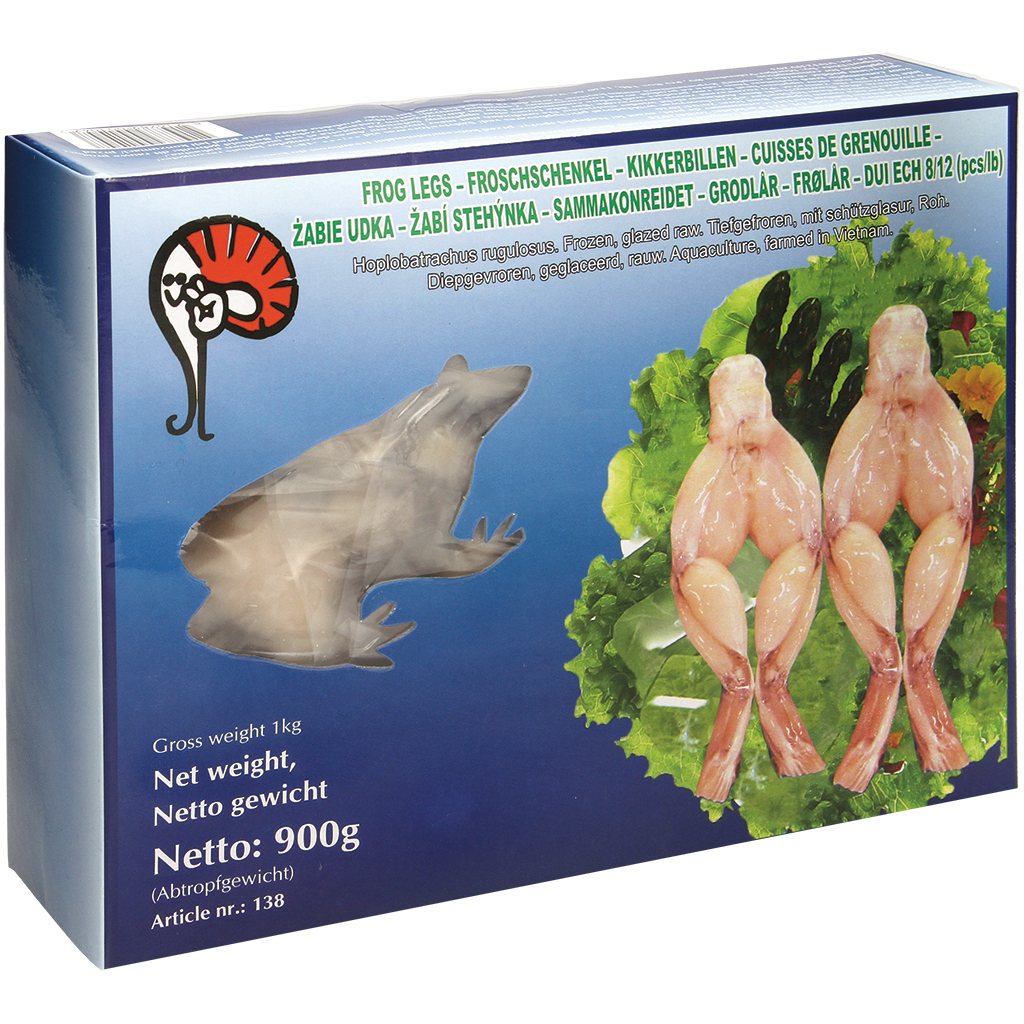Kikkerbenen, diepgevroren, met beschermlaag, rauw.