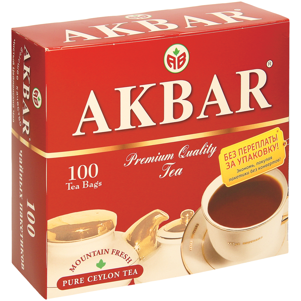 Чай АКБАР "КРАСНО-БЕЛАЯ СЕРИЯ" черный цейлонский 100 пак. х