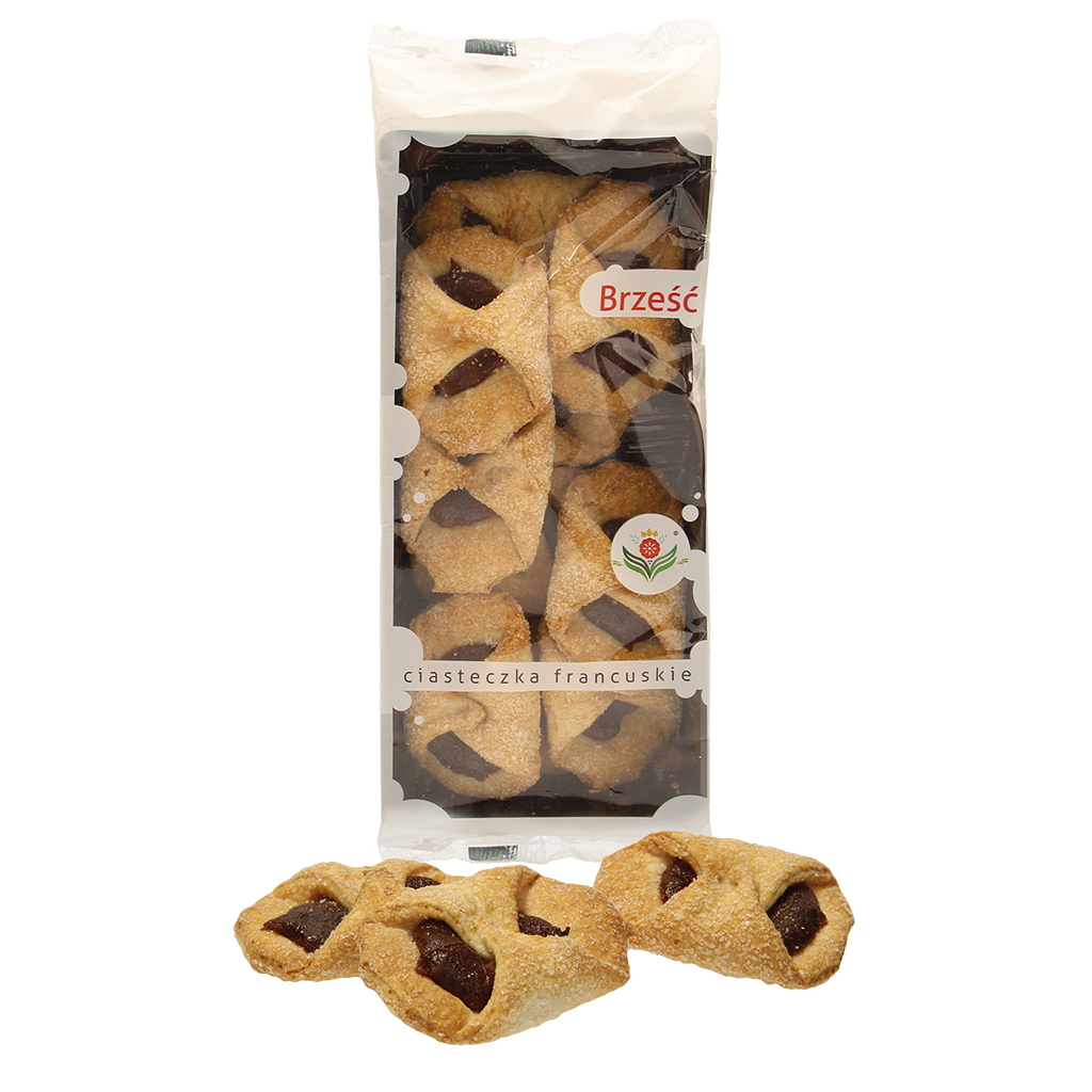 Bladerdeeggebak, met fruit-topping - frambozensmaak, bestroo