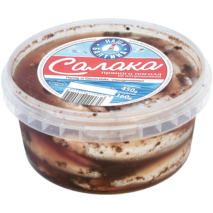 Салака (сельдь) пряного посола, не потрошёная