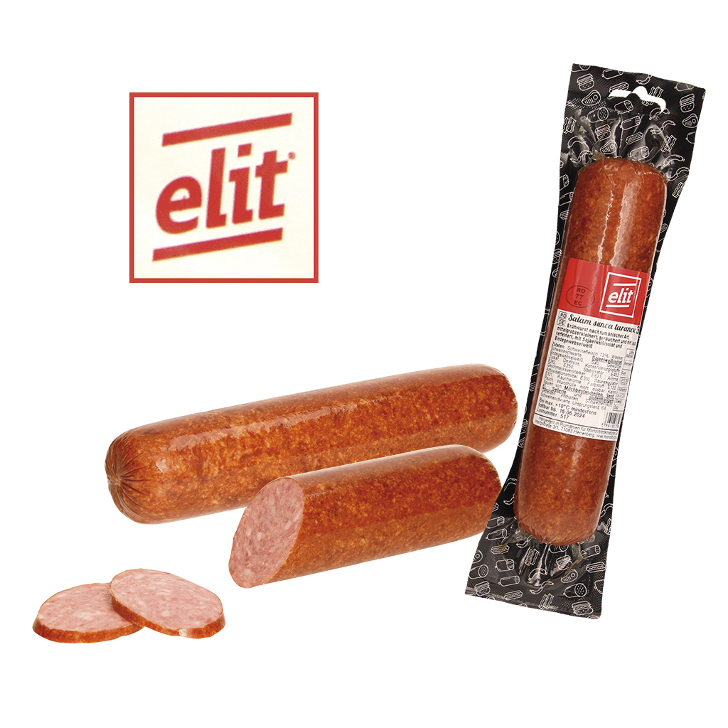 Румынская вареная колбаса, среднеизмельченная, копченая и с