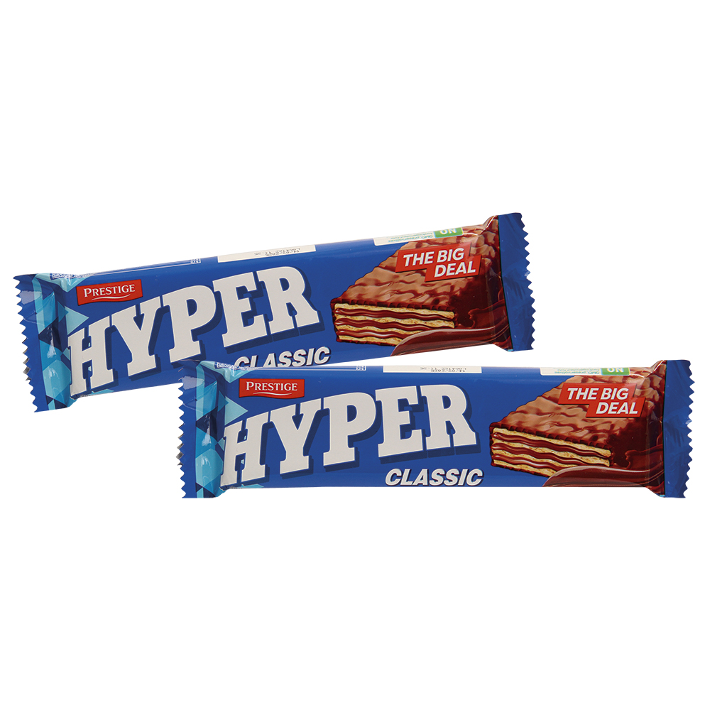 Wafel "Hyper Classic" met (47%) vulling met chocoladesmaak, 