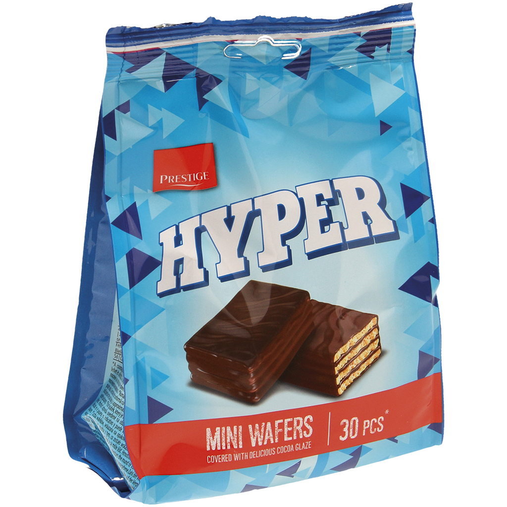 Wafel "Hyper" Mini met (42%) vulling met chocoladesmaak, bed