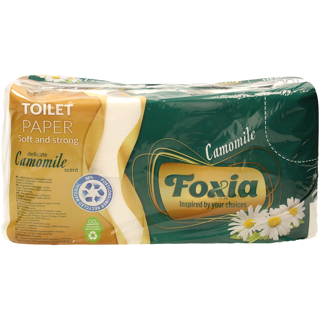"Foxia"-toilettenpapier, 3-lagig (8 rollen x 140 vellen). Ka