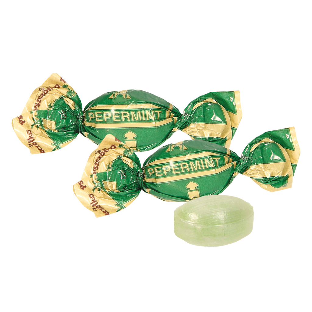 Gevulde harde karamellen "Pepermint" met pepermunt aroma. Vu