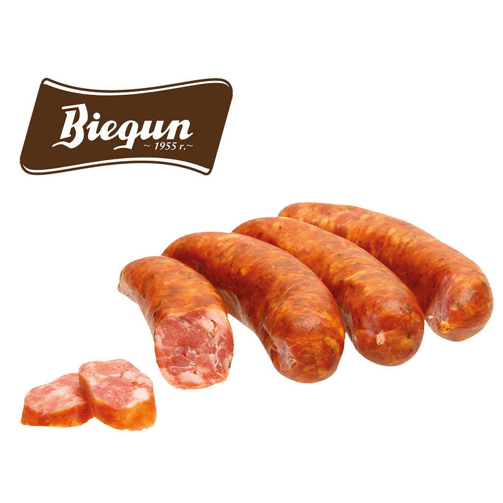 Gerookte middelgrote vleesworst van varkensvlees, snijdbaar