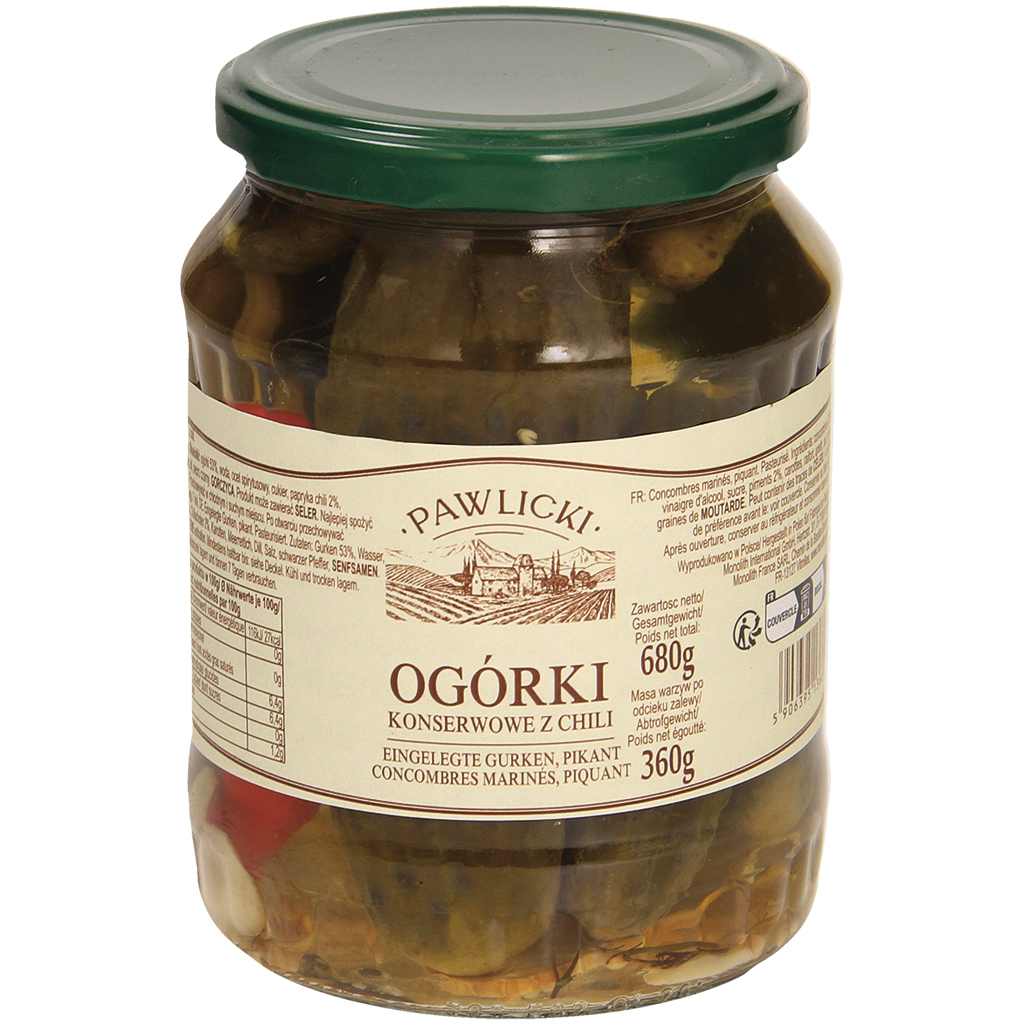 Geglaceerde komkommers, pittig. Gepasteuriseerd.