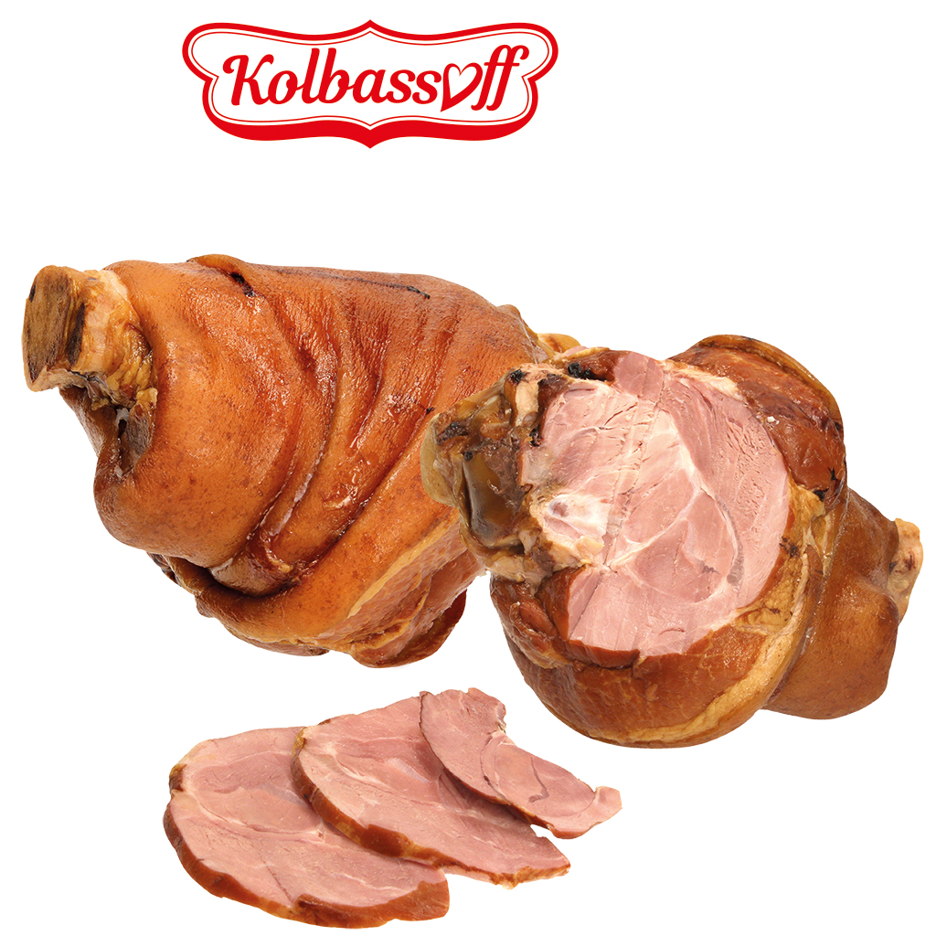 Achterste varkensben, gerookt, gekookt en gerookt