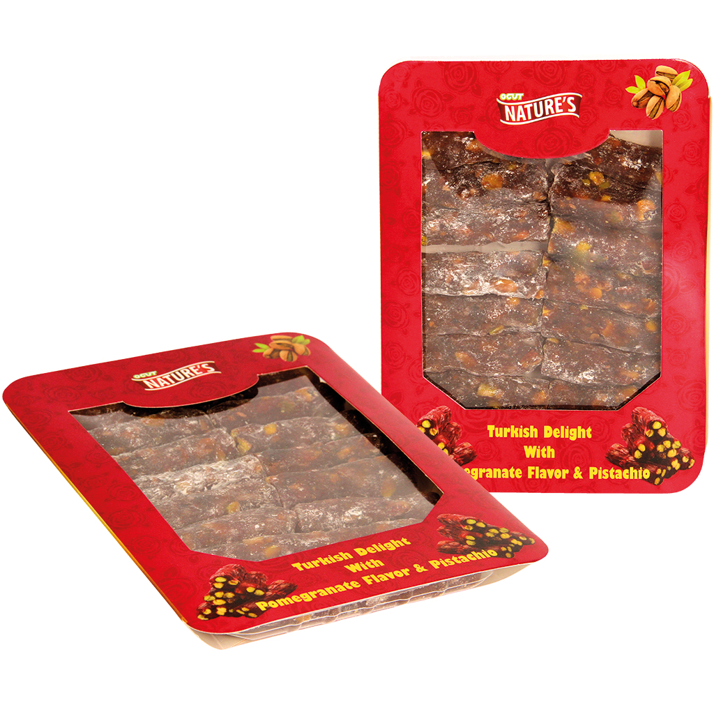 Turkse gelei suikergoed specialiteit ""Lokum"" met granaatap