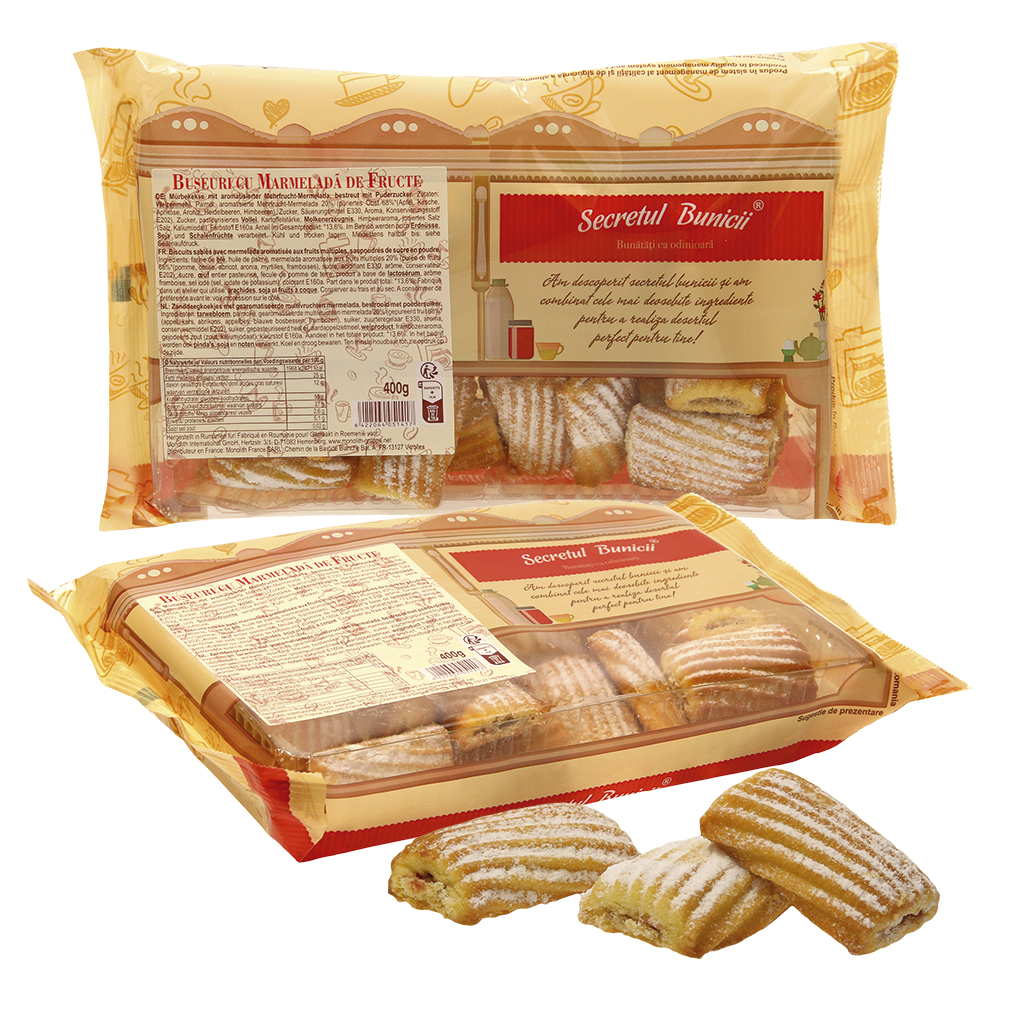 Zachte koekjes met aromatiseerde meerfruit-marmelade, bestro