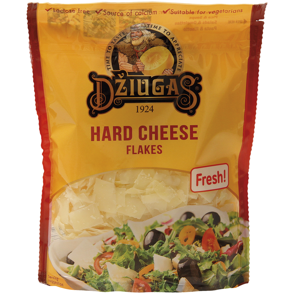 Harde kaasvlokken "Dzhugas" 40% vet in droge stof, geschaafd