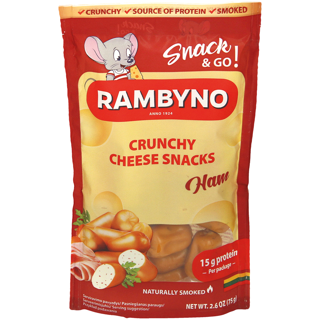 Smeltkaasbereiding "Rambyno" met gekookte ham, gerookt, 45% vet in de droge stof
