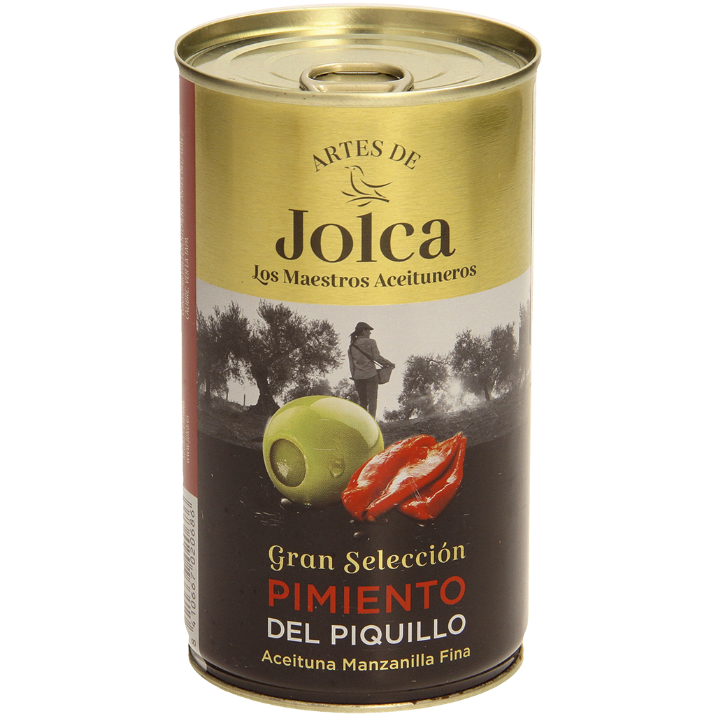 Groene olijven met paprikavulling. Gepasteuriseerd.