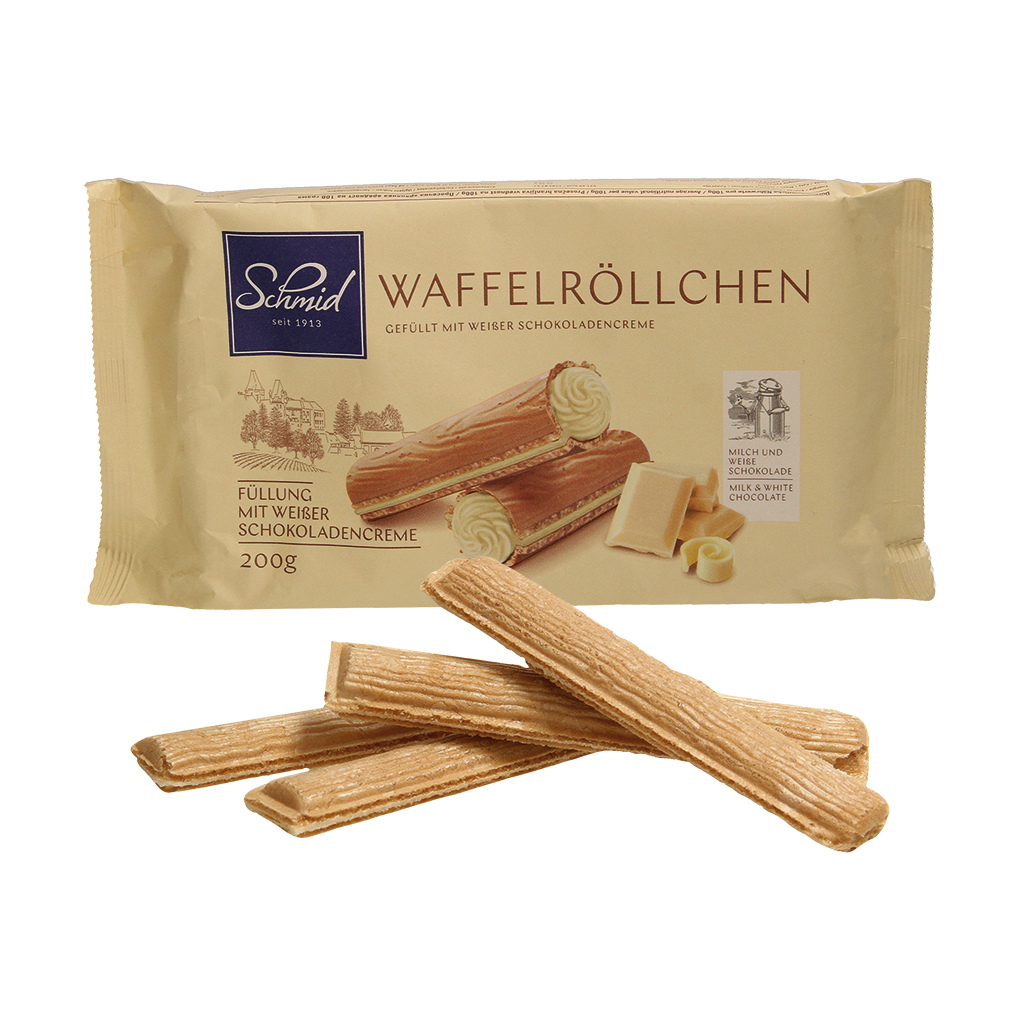 Wafelrolletjes met witte chocoladecrème