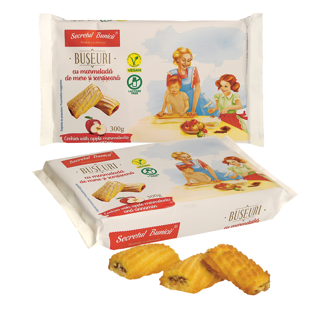 Zachte koekjes met 20% appelsoufflé met appelaroma en 1% kan