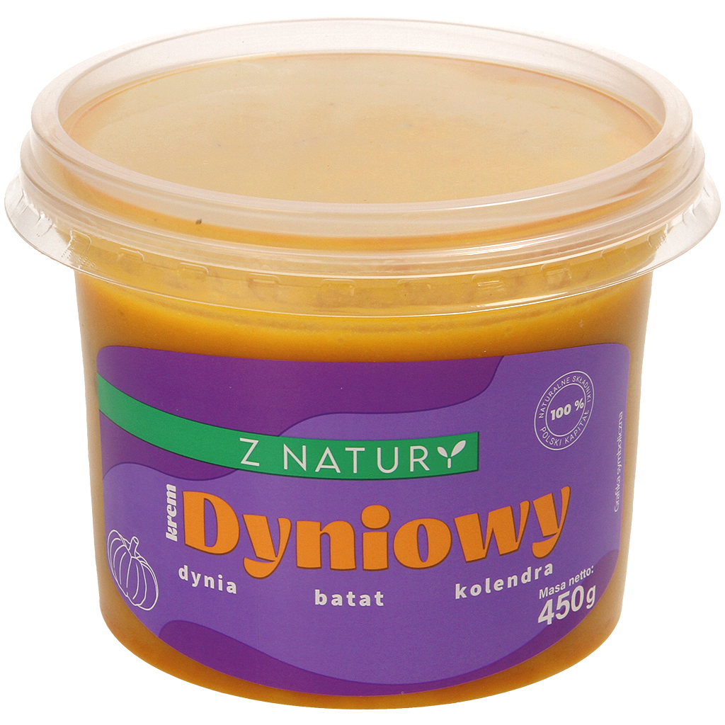 Pompoensoep met zoete aardappelen. Gepasteuriseerd.