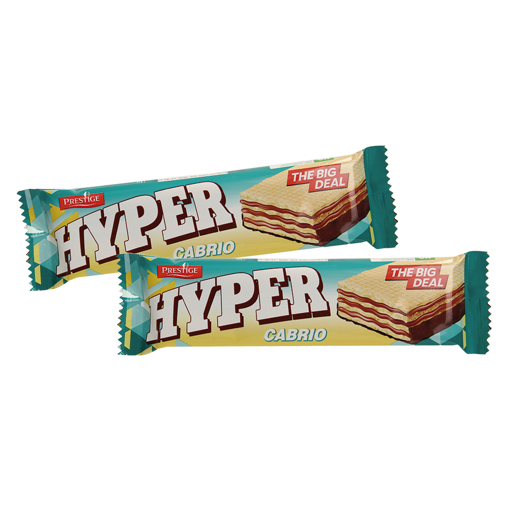 Wafel "Hyper" Cabrio met (60%) vulling met chocoladesmaak, h