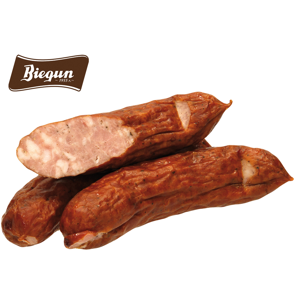 Middelgrof gesneden kookworst van varkensvlees met jeneverbe