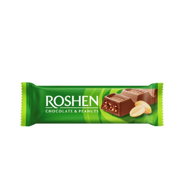 Roshen chocoladereep met pindavulling