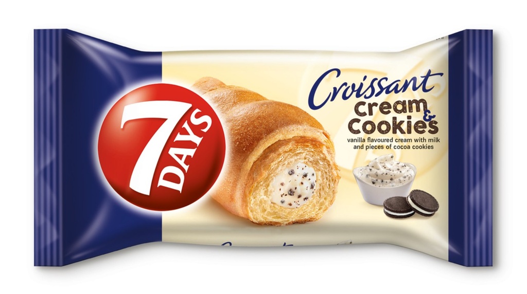 7Days croissant met vanillecrème met melk en biscuitstukjes