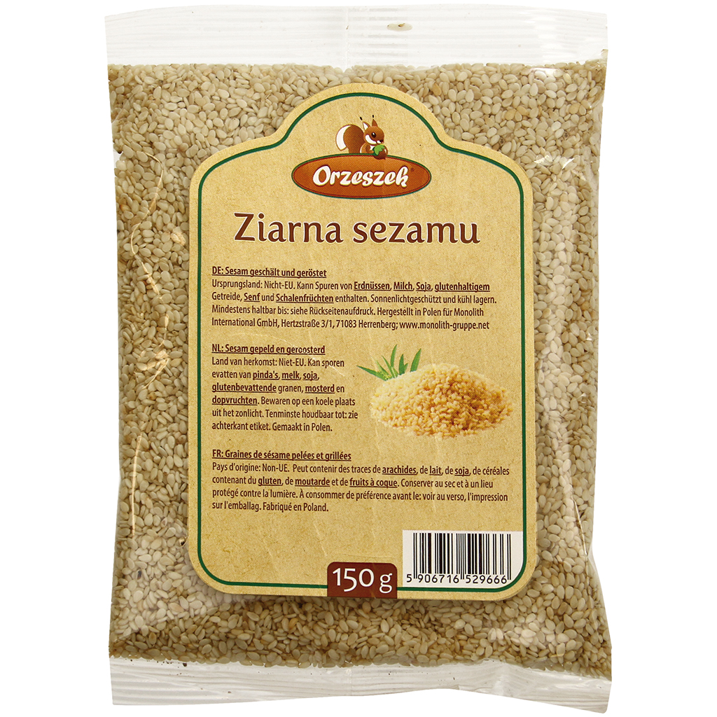 Sesam, gepeld en geroosterd