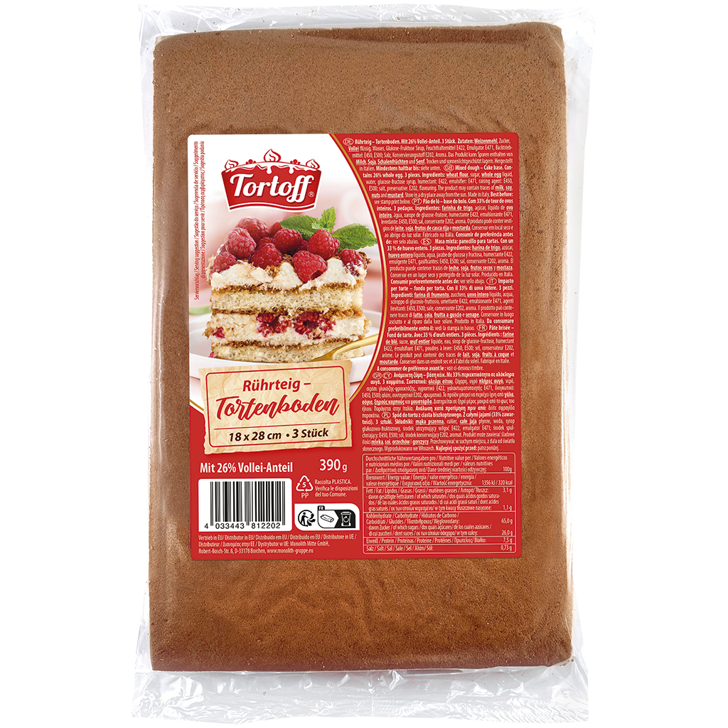 "TORTOFF" Beslag - Taartbodem, 18 x 28 cm, 3 stuks