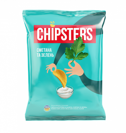 CHIPSTERS CHIPS WITH SOUR CREAM WITH GREENS