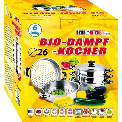 BIO stoomkoker met roestvrijstalen deksel "Mantowarka" 26cm