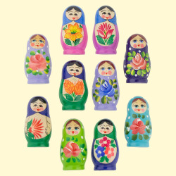 Magneetset van 10 Matroesjka van 6,5 cm