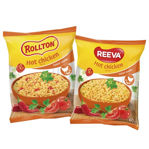 "Reeva" Instantnoedelgerecht met kippenvleessmaak "heet" - voor de snelle bereiding.