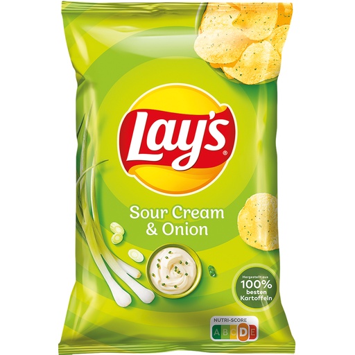 Aardappelschips "Lays Sour Cream and Onion" met zure room en