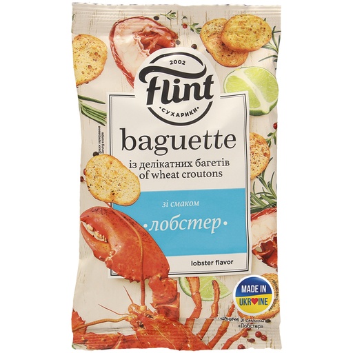 Tarwe broodhapjes met kreeftensmaak.