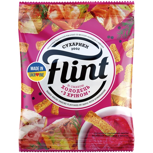 "Flint" - Snack van tarwebrood met aspik-radijs-smaak