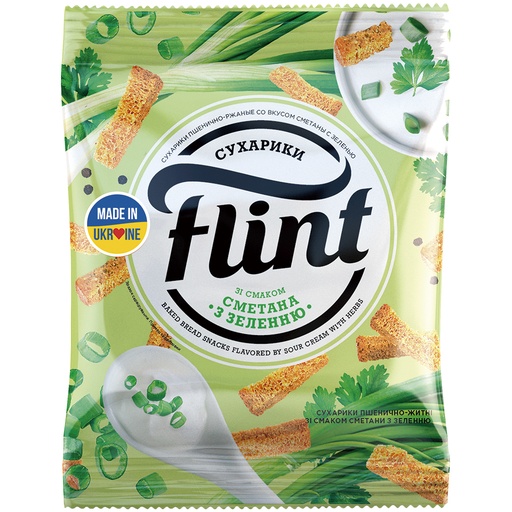 "Flint"- Сухарики из пшеничного хлеба со вкусом сметаны с з