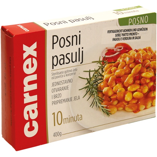 Bonen en groenten in saus. Gesteriliseerd