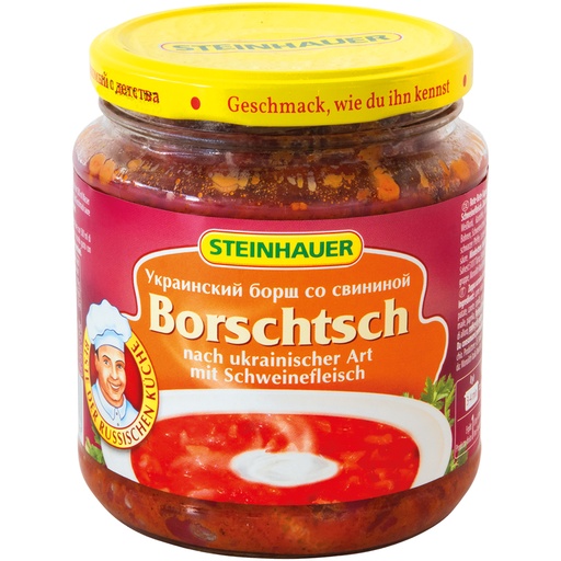 Borsjtsj naar Oekraïense stijl met varkensvlees