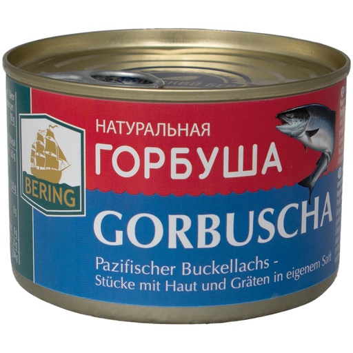 Pazifische Buckellachs "Gorbuscha" stukken met huid en graten in eigen sap