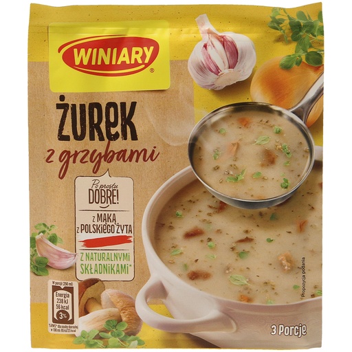 Ароматизированный кислый суп из ржаной муки с грибами