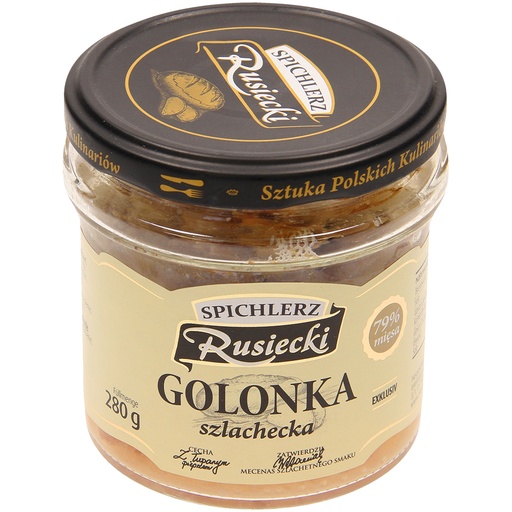 Varkenspoot in blokjes in aspic.