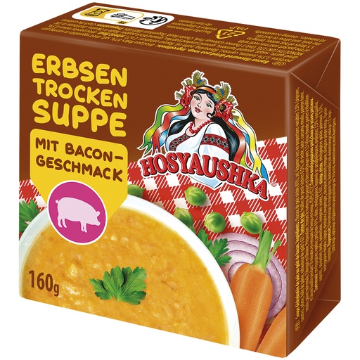 "Hosyaushka" Erwtensoep met bacon-smaak.