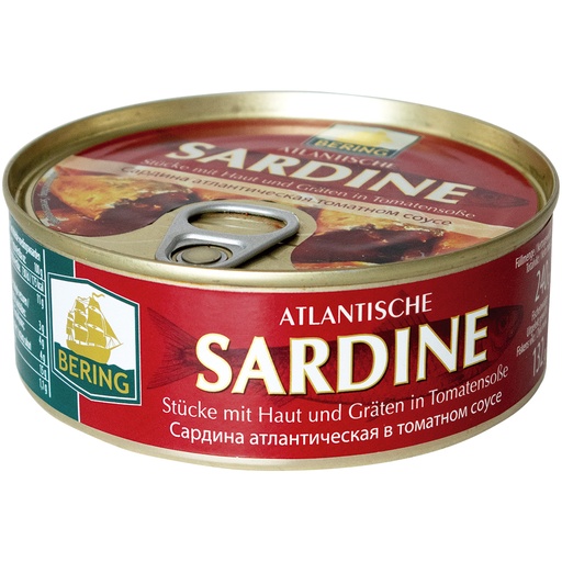 Atlantische sardine - stukken met huid en graten in tomatens