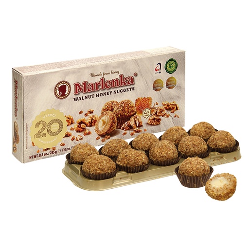 Gebakballen "Marlenka" met 15% crème-vulling en 14,6% walnot
