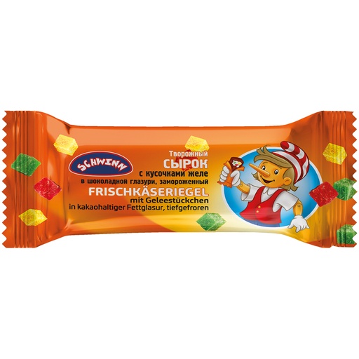 Творожный сырок с кусочками желе, в шоколадной глазури, замо