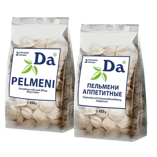 Пельмени "Аппетитные Da" со свининой, продукт глубокой замор