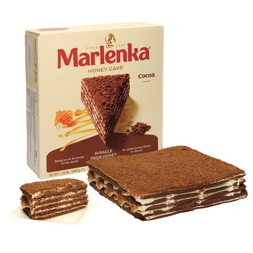 Какао-торт "Марленка" с 52% кремовой начинкой и 5% мёда, глубокой заморозки