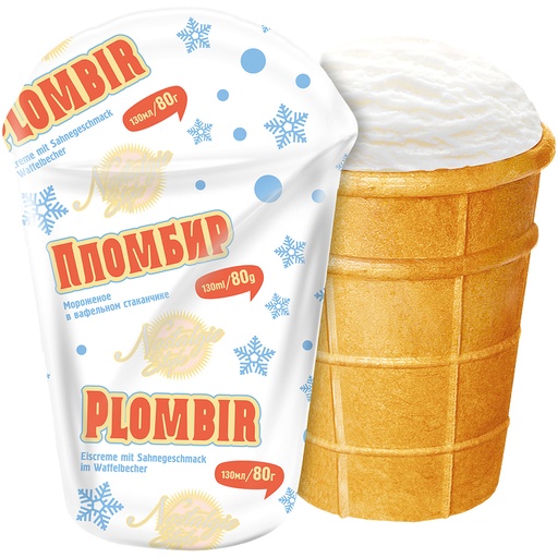 IJs met roomsmaken in een wafelbekertje "Plombir"