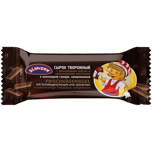 Verse kaasreep met chocoladesmaak en -stukjes in cacaovetcoa