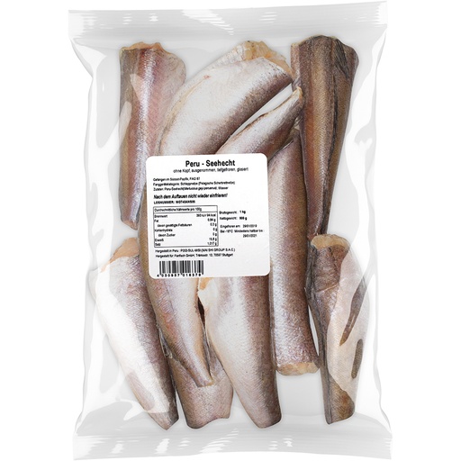 Peruaanse snoekbaars (Merluccius gayi) zonder hoofd, geglazu